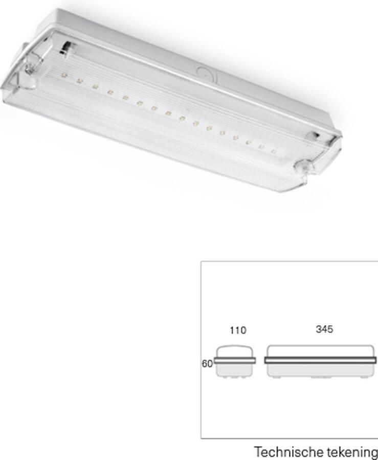 Ledplaza Noodverlichting wandopbouw 3W IP65 wit 140 lumen