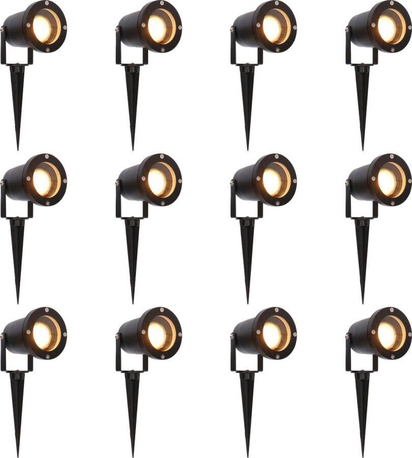 LED's light by Shada LongLife LED Tuinspots met kabel en stekker Draaibaar en kantelbaar 31 cm Zwart 12 stuks