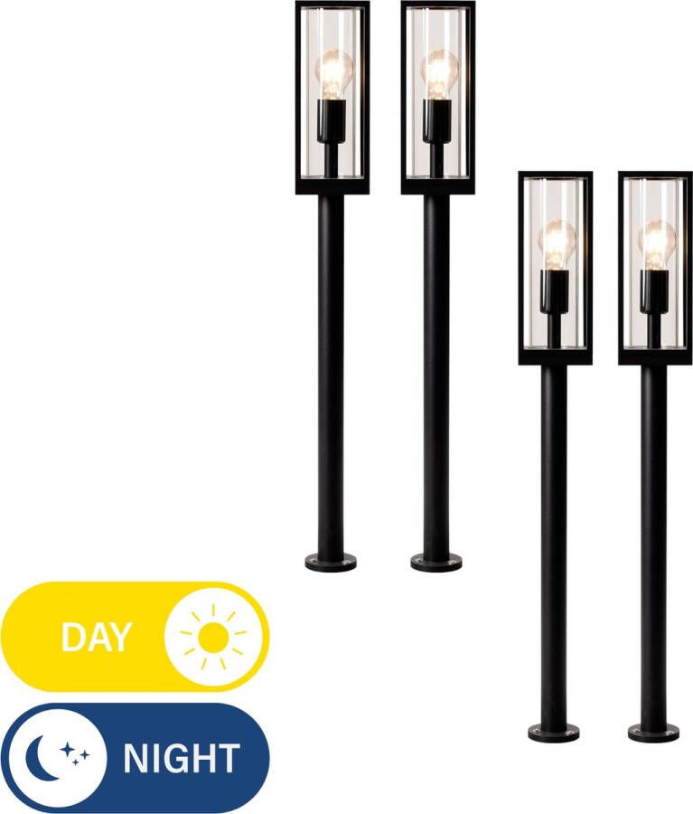 LED's light by Shada LongLife LED Tuinpaal met daglichtsensor Automatisch aan en uit 80 cm hoog 4 Tuinpalen zwart