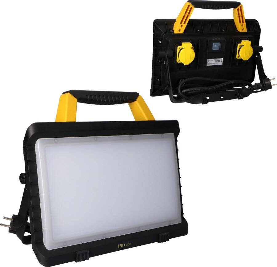 LED's light by Shada ProWork LED Bouwlamp 5000 met 2 extra stopcontacten 3 meter snoer IP54