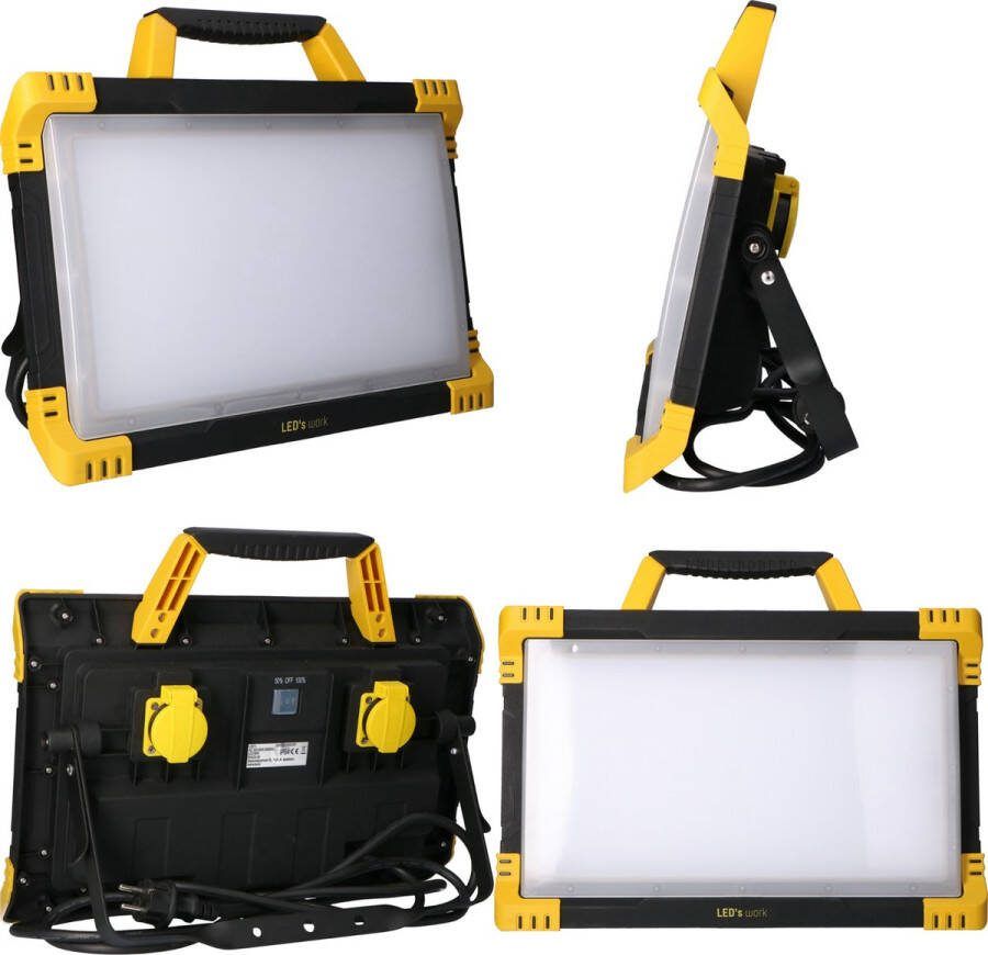 LED's light by Shada ProWork LED Bouwlamp 9200 met 2 extra stopcontacten 5 meter snoer IP54