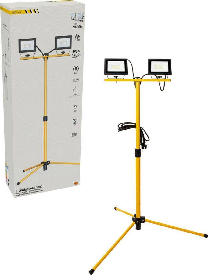 Led's work Bouwlamp met DUO Statief 4250 IP54 waterdicht In hoogte verstelbaar tot 1 20 meter