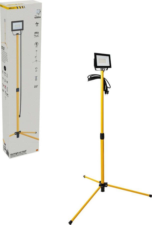 Led's work Bouwlamp op Statief 4250 IP54 waterdicht In hoogte verstelbaar tot 1 20 meter