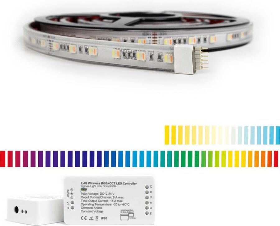 Ledstripkoning Zigbee led strip White and color ambiance Werkt met de bekende verlichting apps 2 meter Waterdicht