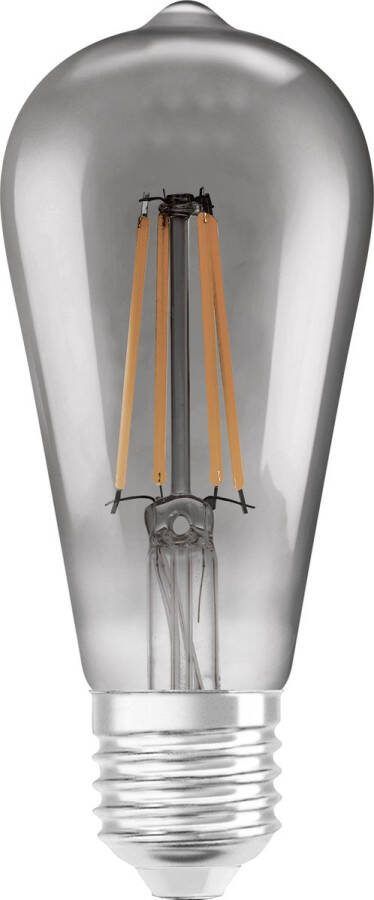 Ledvance SMART LED-lamp met wifi-technologie socket E27 dimbaar warm wit (25-K) edisonform helder filament in het rookglas vervanging voor conventionele 44W-peren beheersbaar met Alexa Google & App