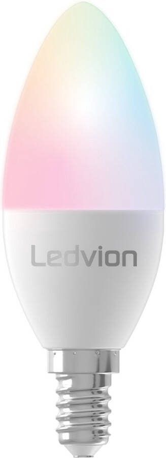 LEDVION SMART RGB+CCT E14 LED-lamp Wi-Fi-verlichting Wifi-lamp dimbaar 5W 470 Lumen compatibel met onder andere Alexa en Google Home