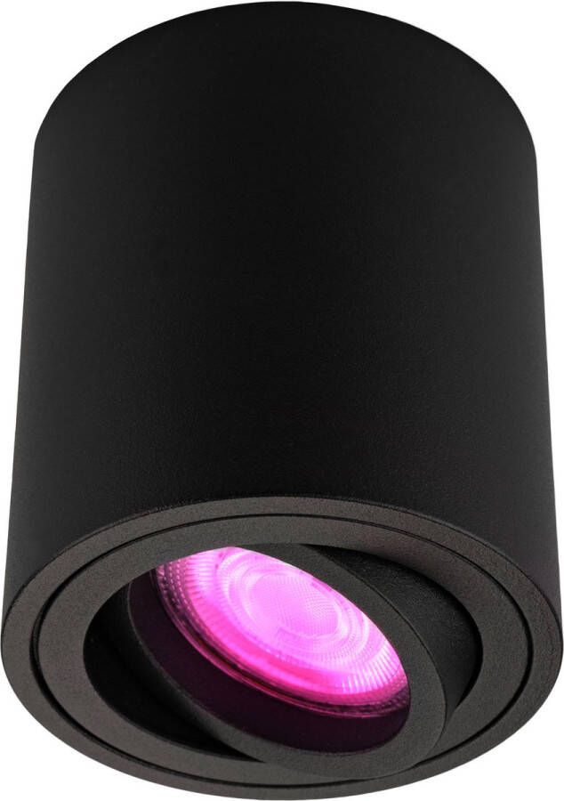 LEDVION LED Opbouwspots Dimbare LED Lamp Plafondlamp Binnen Lamp Zwarte Lamp Ronde Lamp Verlichting Smart Lamp 5W RGBWW Wifi App Incl. GU10 Lamp