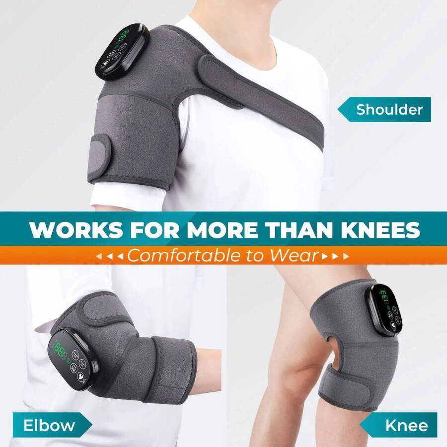 LEEF Led Rood Licht Verwarming Knie Brace Oplaadbare Verwarmde Knie Schouder Elleboog Pad Vermoeidheid Verlichting Gezondheidszorg GRIJS Elektrische Kniemassage Verwarmde Schoudermassage Verwarmde Knie Massage Ondersteuning Gewricht Letsel