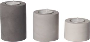 Leeff Tealight Holders 'Teo' set van 3 waxinelichthouders- Concrete 7cm diameter Grijs