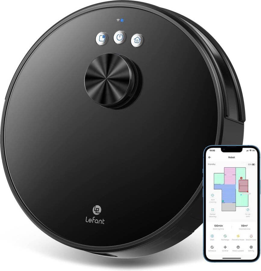 Lefant LDS Navigatie Robotstofzuiger LS1 Pro 3200 Pa Zuigkracht 150 Min Batterijduur Alexa APP WiFi
