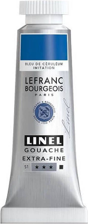 Lefranc & Bourgeois Linel Gouache Extra Fine Cerulean Blue Hue Imitation 192 14ml