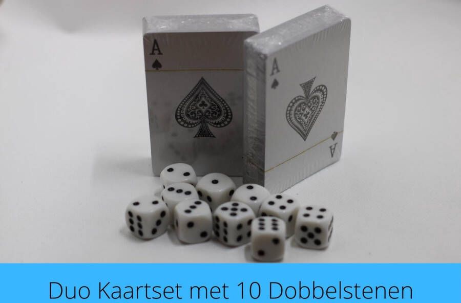 Lefreshener 2 decks Speelkaarten inclusief 10 dobbelstenen-Kaartspel- Blackjack-Poker-Pesten-Hartenjagen-Liegen-spelletje-kinderspel-Dobbelsteen-Dobbelsteen set- Dobbelen