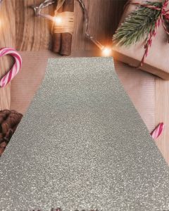 Lefreshener Deluxe tafelloper grijs met glitter- kerst decoratie- tafelloper- kerst oud en nieuw