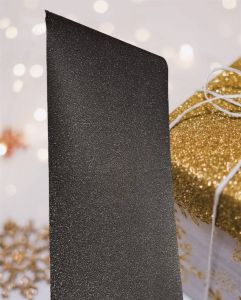 Lefreshener Deluxe tafelloper zwart met glitter -kerst-kerst decoratie- feest