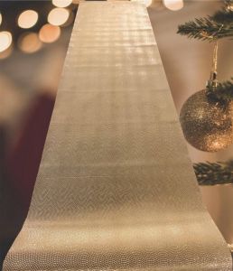 Lefreshener Tafelloper goudkleurig met patroon- Tafellopers-tafelkleed-Decoratie-kerst