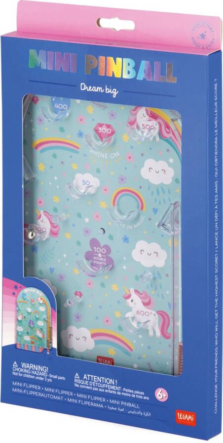 LEGAMI FLIPPERKAST SPEL A4 FORMAAT WERKT ZONDER BATTERIJEN UNICORN
