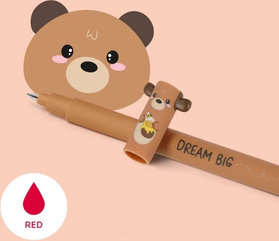 LEGAMI Uitwisbare Pen Beer met Honing Inktkleur Rood Navulbaar
