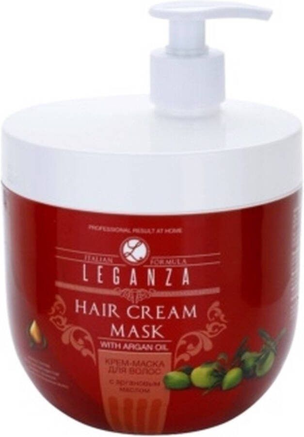 Leganza Haarmasker Crème XXL Verrijkt met Arganolie voor Droog & Beschadigd Haar Voordeelverpakking met Pomp 1000ml
