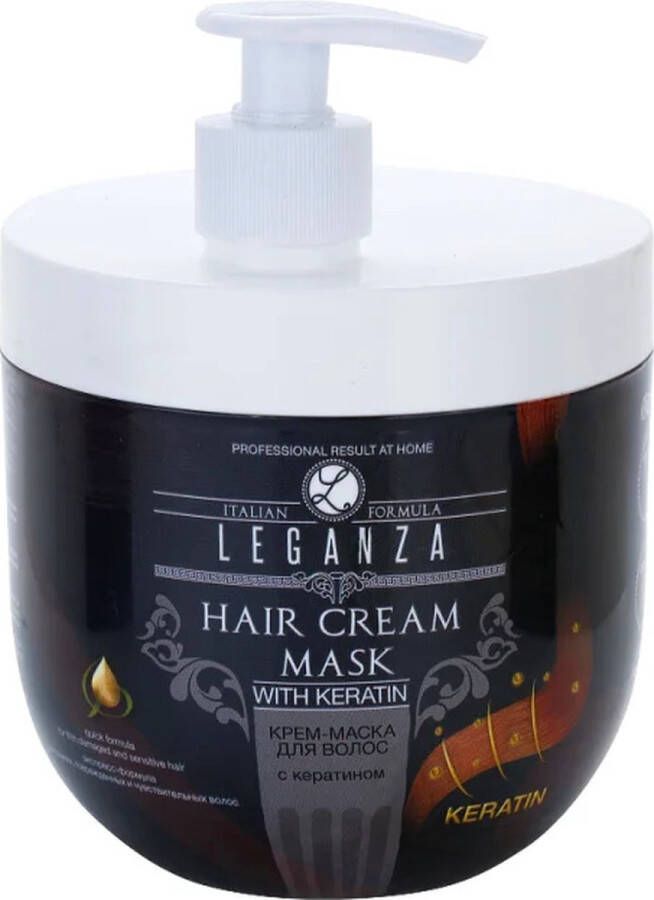 Leganza Haarmasker Crème XXL Verrijkt met Keratine voor Dun en Beschadigd Haar Voordeelverpakking met Pomp 1000ml
