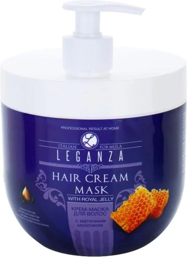 Leganza Haarmasker Crème XXL Verrijkt met Honing voor Dun en Zwak Haar Voordeelverpakking met Pomp 1000ml
