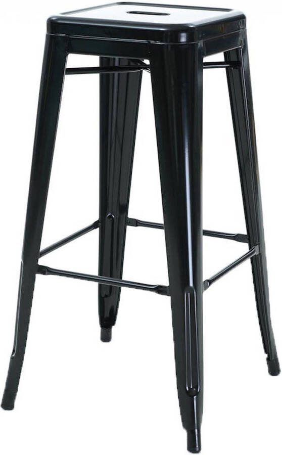 Legend Metalen barkruk zwart 77 cm hoog industrieel stapelbaar café