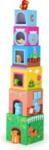 Legler Stapel kubussen met huisdieren Multi kleuren Houten speelgoed vanaf 1 jaar