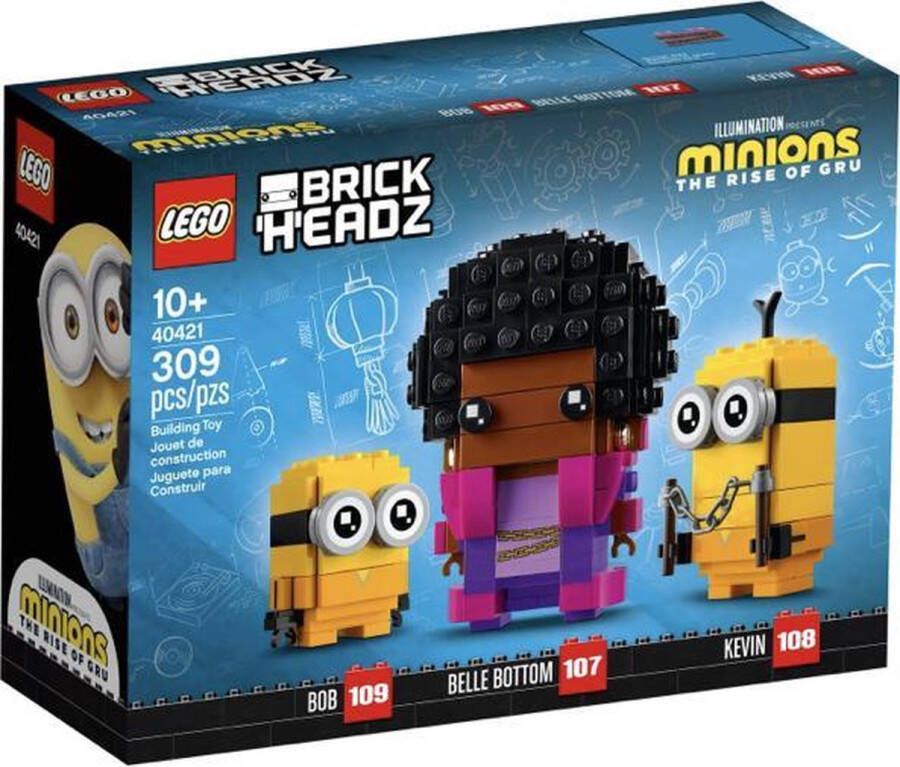 LEGO 40421 Brickheadz Minions Belle Onderkant Kevin en Bob