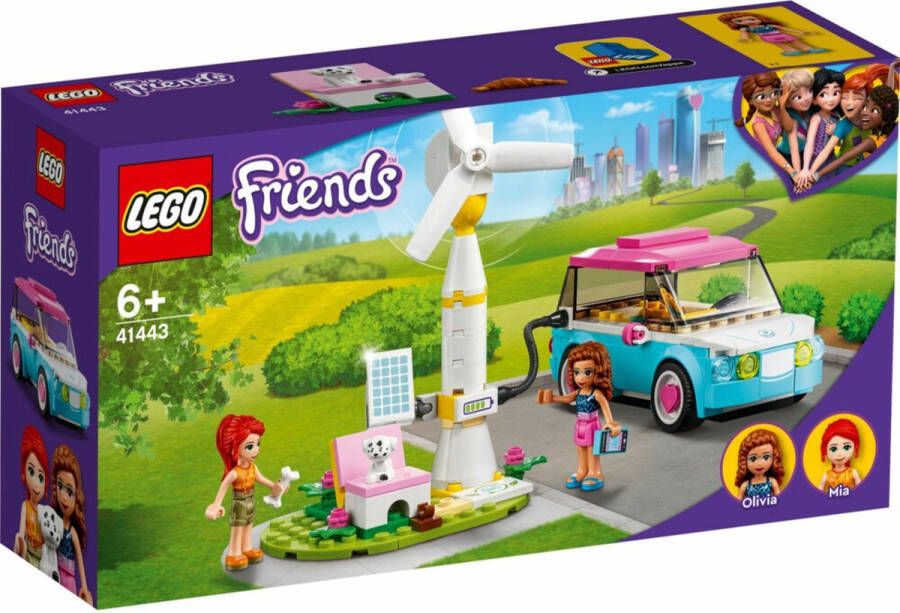 LEGO 41443 Friends Olivia's elektrische auto Set met Olivia en Mia Mini Poppetjes Educatief Speelgoed voor Meisjes en Jongens vanaf 6 Jaar