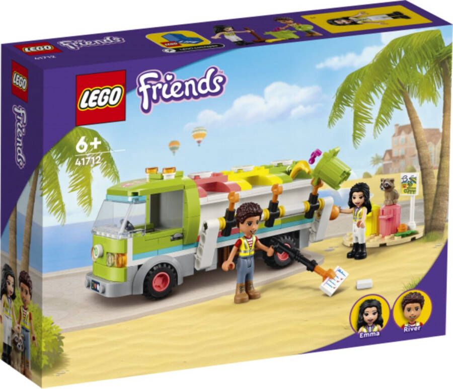 LEGO 41712 Friends Recycle vrachtwagen Set met Vuilniswagen Afvalcontainers en Minipoppetjes Educatief Speelgoed voor Kinderen vanaf 6 Jaar
