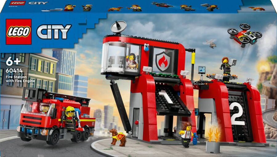 LEGO City 60414 brandweerkazerne en brandweerauto