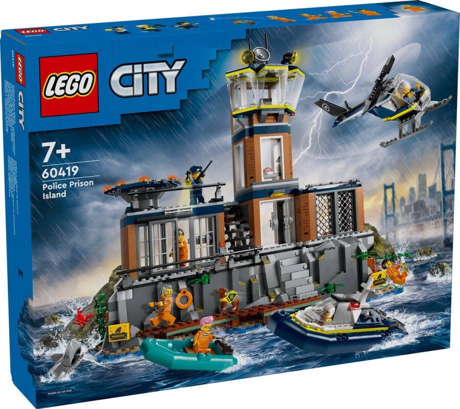 LEGO City Politiegevangeniseiland Politie Speelgoed met Voertuigen en Dieren Figuren 60419