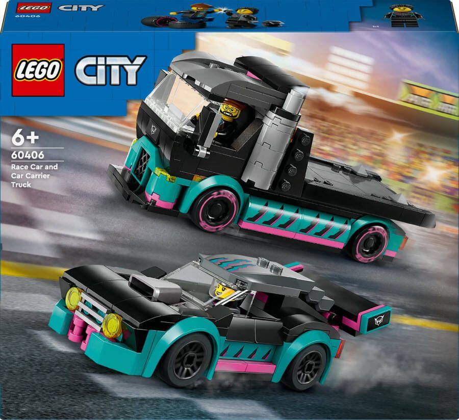 LEGO City 60406 raceauto en transporttruck