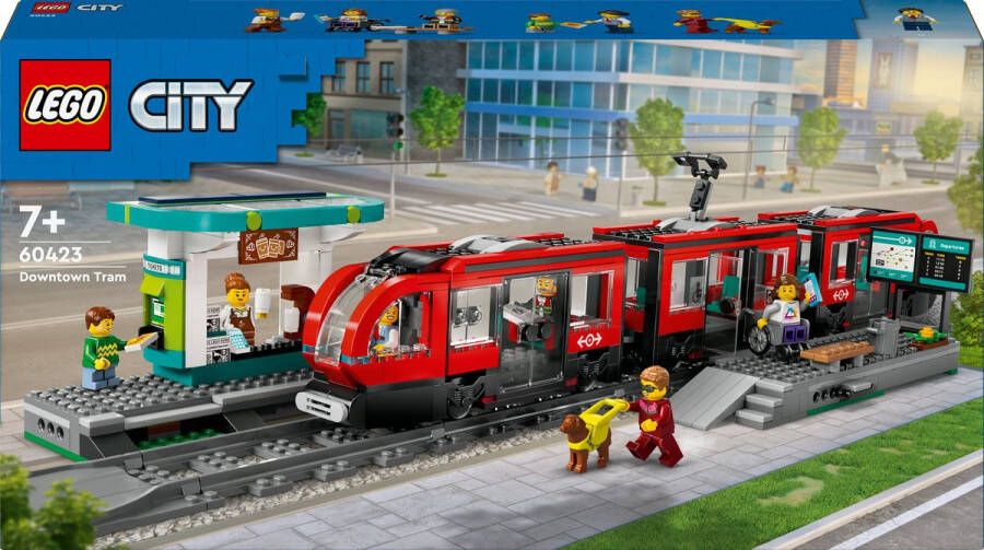 LEGO City Stadstram en station Rollenspel Bouwpakket voor Kinderen met Speelgoed Tram 60423 City Trains