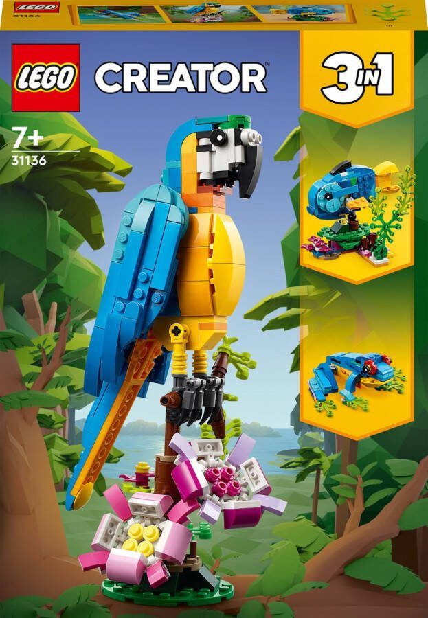 LEGO Creator 3in1 Exotische Papegaai Kikker Vis Dieren Speelgoed Set voor Kinderen 31136