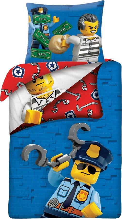 LEGO Dekbedovertrek Politie Eenpersoons 140 x 200 + 70 x 90 cm Katoen