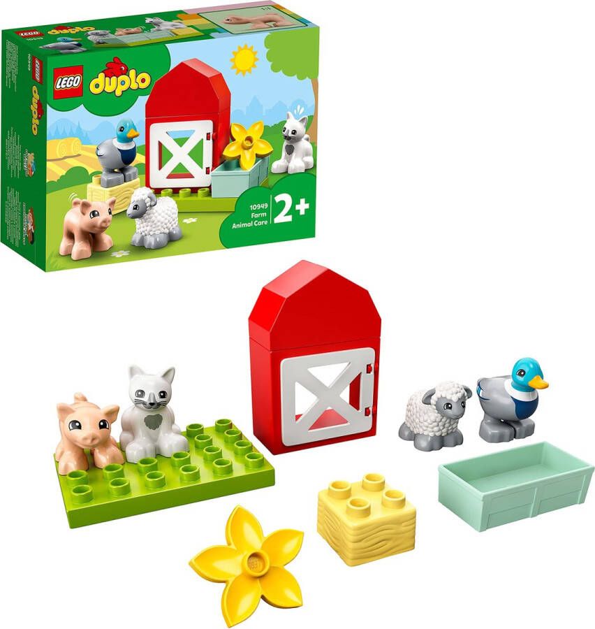 LEGO 10949 DUPLO Town Farm Animals-speelgoed met minifiguren van eend varken en kat voor kinderen vanaf 2 jaar