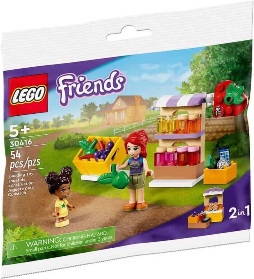 LEGO Friends 30416 zakje met marktkraam + 2 mini figuren biologische kraam of bakkerij winkel Polybag