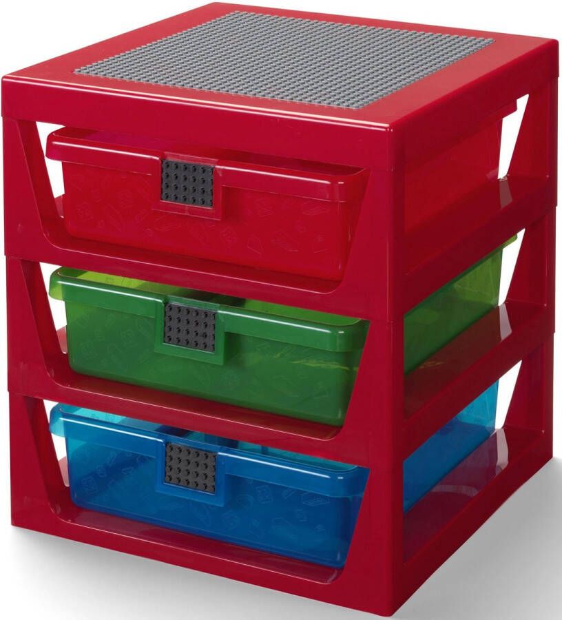 LEGO opbergrek 3 lades 34 5 x 37 5 cm polypropyleen rood