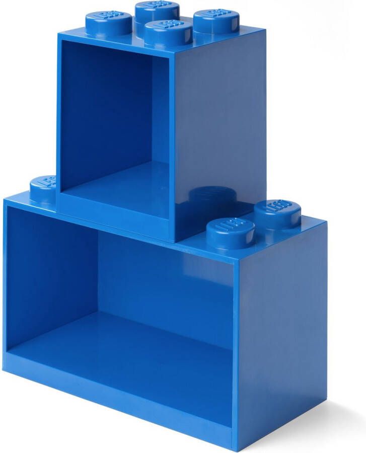 LEGO Iconic Brick Boekenplanken 4 Noppen Set van 2 Stuks Blauw