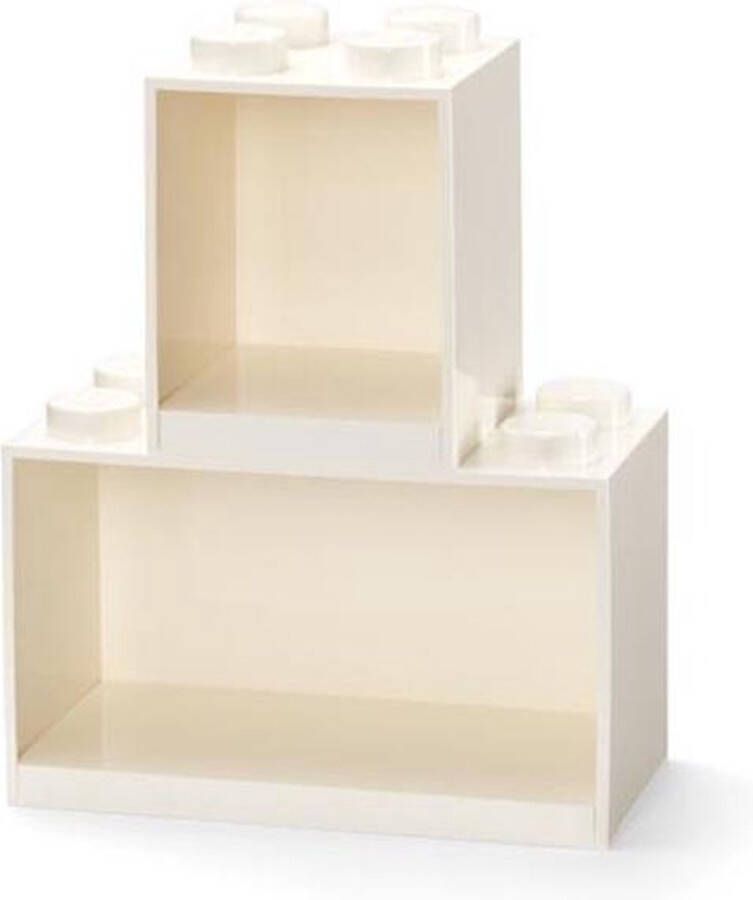 LEGO Iconic Brick Boekenplanken 4 Noppen Set van 2 Stuks Wit