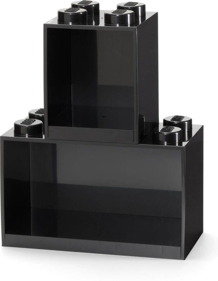 LEGO Iconic Brick Boekenplanken 4 Noppen Set van 2 Stuks Zwart