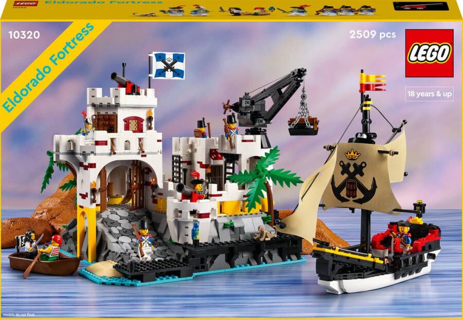 LEGO 10320 Icons Eldorado Fort modelset voor volwassenen met piratenschip en 8 minifiguren