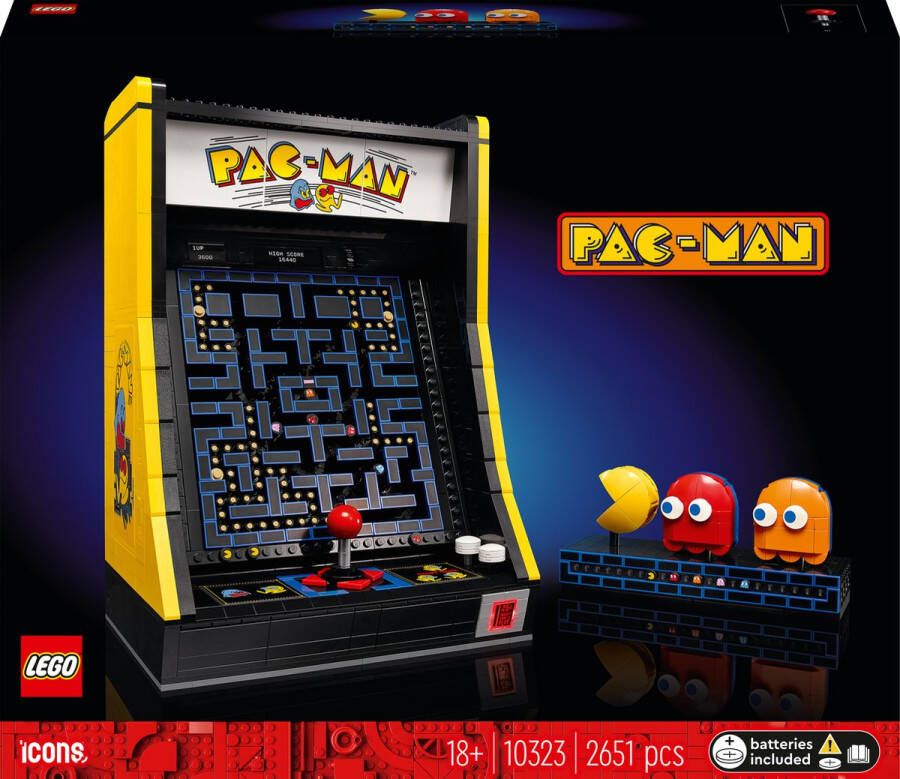 LEGO 10323 Icons PAC-MAN Arcadespel modelkit voor volwassenen om te bouwen gamemachine met personages