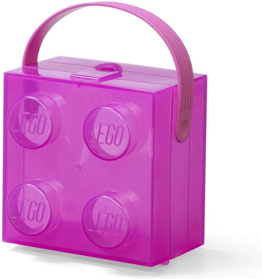 LEGO Lunchbox Brick 4 met Handvat Transparant Nylon Paars