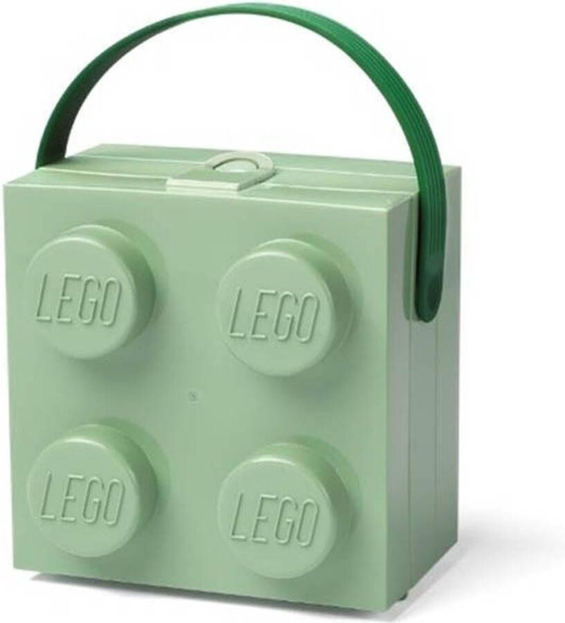 LEGO Lunchbox Brick 4 met handvat Zandgroen