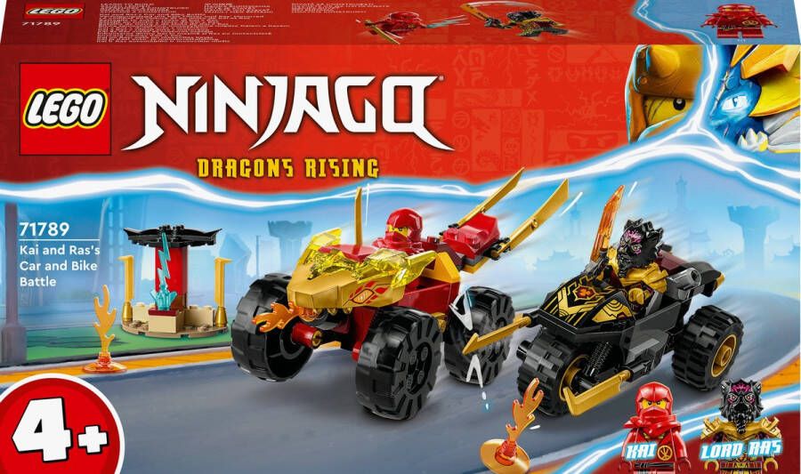 LEGO Ninjago 71789 Zet de achtervolging in met Kai&apos;s speedster en Ras&apos; motor