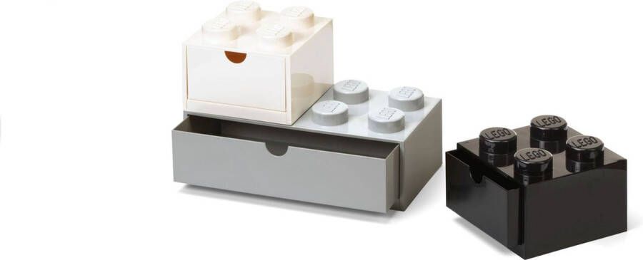 LEGO Opbergbox Bureaulade Brick Monochrome Set van 3 Stuks Kunststof Multicolor