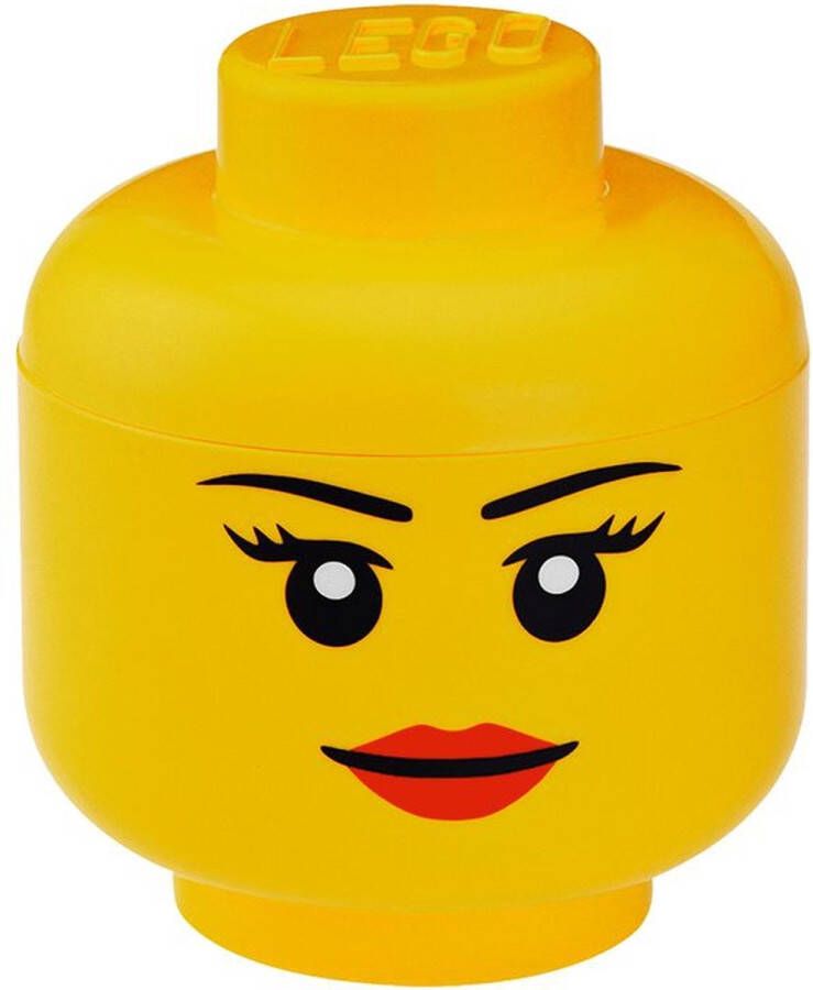 LEGO Opbergbox Hoofd Girl Klein Rond Stapelbaar Kunststof Geel