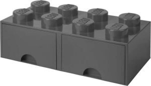 LEGO Opbergdoos -blokje Met 2 Lades 22 5 Liter Grijs Polypropyleen