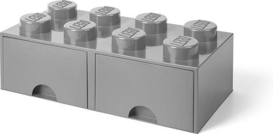 LEGO Opbergdoos -blokje met 2 lades 22 5 liter Grijs Polypropyleen